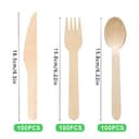 Posate Usa e Getta, 300pcs Legno Biodegradabili (100 Coltelli, 100 Forchette, 100 Cucchiai) per Feste, Campeggio, Matrimoni, Compleanni - 2