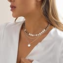 Halskette Damen Silber 925,Layering Sterling Silber Silberkette mit Anhänger, Silberne Kette Wasserfest Silberketten Stahlkette Necklace Schmuck Personalisierte Geschenke für Frauen Mädchen - 2