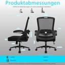 Milacyee Bürostuhl Ergonomisch, Schreibtischstuhl mit Verstellbarer 4D Lendenwirbelstütze, Drehstuhl mit Klappbare Armlehnen, Computerstuhl mit 90°-125° Liegefunktion, Netzstuhl bis 130KG, Schwarz - 2