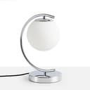 BARCELONA LED Candeeiro de Mesa San Cromado em Forma de C com Bola de Vidro Opalino, Base Redonda em Alumínio, Design Clássico Moderno Retro Luxo para Quarto e Sala - 6
