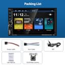 Autoradio Motorsi Wireless CarPlay Bluetooth 5.2, 2 DIN, touchscreen HD da 7 pollici con Android Auto/Mirror Link/comandi al volante/USB/TF/radio FM/audio AUX, telecamera posteriore + microfono - 9