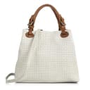 FIRENZE ARTEGIANI.Bolso de mujer piel auténtica.Bolso Tote cuero genuino grabado Serpiente.Asa hombro y correa bandolera. MADE IN ITALY. VERA PELLE ITALIANA. 33x29x17 cm. Color: Blanco - 1