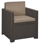 Keter Allibert by Victoria Balcony - Set di mobili da Balcone, 3 Pezzi, con Cuscino per Seduta e Schiena, in plastica, Effetto Rattan Piatto, Colore: Marrone/Tortora - 4