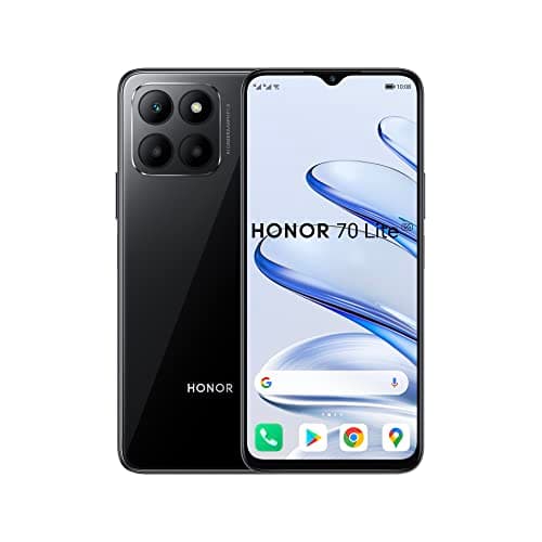 HONOR 70 Lite 5G, Smartphone con Pantalla FullView de 6,5" 90 Hz, Triple cámara de 50 MP, Gran Batería de 5000 mAh, Turbo RAM 4+3GB, Gran Almacenamiento de 128GB, Android 12, Dual SIM, Black