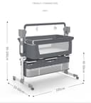 MoLi Beistellbett Baby mit Rollen, Convertible Faltbar Co-Sleeping Babybett, Stubenwagen Baby Kleinkind Wiege mit Musik, Fernbedienung und 5-schwankende Zahnräder (601 Light Grey) - 9