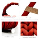 Alzoear Borsa a tracolla intrecciata a mano da donna, in filato grosso, realizzata a mano, Vino rosso, Medium - 4