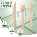 150 Stück Holzbesteck Set – 50 Gabeln, 50 Messer, 50 Löffel – Nachhaltiges Besteckset, umweltfreundliches Besteck Set als Alternative zu Einweggeschirr, ideal als Camping Besteck & Reisebesteck - 2