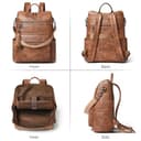 Shrrie 15,6 Zoll Laptop-Rucksack für Damen – Großer Reiserucksack aus Leder, wasserabweisend, für Freizeit, Uni, Arbeit, Handgepäck-Zweifarbiges Braun - 3