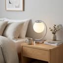 BARCELONA LED Candeeiro de Mesa San Cromado em Forma de C com Bola de Vidro Opalino, Base Redonda em Alumínio, Design Clássico Moderno Retro Luxo para Quarto e Sala - 3