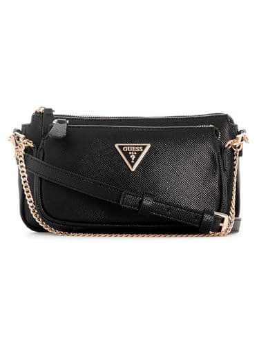GUESS Noelle Double Pouch Crossbody, Bag Women, Negro, One Size