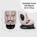 My Babiie MBCS200 360° Spin R129 Baby Car Seat – Top Tether, ISOFIX, Birth to 12yrs (40-150cm), i-Size, ERF, Group 0+/1/2/3, Rotating 360 Swivel - Pink Leopard - 9
