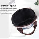 Genérico Bolso de mano para mujer en tejido jacquard con doble cremallera, bolso vintage pequeño e informal para ir de compras, viajar y trabajar, bolso hobo con bordado estilo bohemio - 7