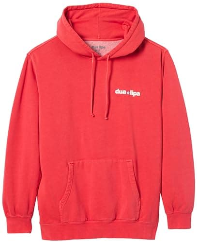 Dua Lipa Official Merch Radical Optimism Tracklist Hoodie Felpa con Cappuccio, Rosso, M Unisex-Adulto
