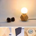 Mengjay Lampada da tavolo moderna E27 Lampada da scrivania in legno Lampada da comodino diamantata per la casa/camera da letto/soggiorno arredamento EU-Plug Base in legno (B) - 5
