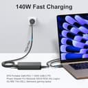 KFD PD 140 W USB C GaN Alimentatore per MacBook Air 13" 15" M3 2024 2025, Surface Book 3, ASUS ROG, HP OMEN Transcend 14 Spectre x360 16" Msi Prestige 14 16 AI Studio Summit E16 AI Studio eero PoE - 2