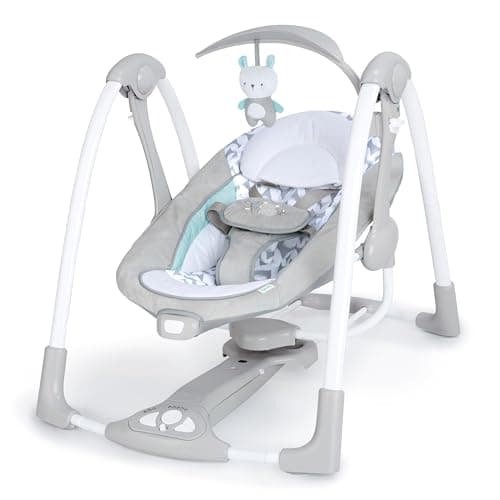 Ingenuity ConvertMe 2-in-1 Babyschaukel & Babywippe, tragbar, Vibration, Musik, Naturgeräusche, 0–9 Monate, 2,7–9 kg – Raylan