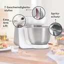 Bosch Küchenmaschine Serie 4, Knethaken, Rühr- & Schneebesen Edelstahl, Edelstahlschüssel spülmaschinenfest, 3D Rührsystem, weiß/silber, MUM58200 - 4