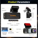 4K+1080P Dashcam Auto Fronte Retro con Scheda da 64 GB, LCD da 3,16" Dash Cam con GPS WiFi, Grandangolo da 150° Dash Cam Auto, Registrazione in Loop e Sensore G, Telecamera Posteriore Impermeabile - 8