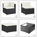 Casaria® Gartenmöbel Lounge Set Wetterfest 5 Personen Polyrattan Sicherheitsglas Tisch Outdoor Sitzkissen Terrassenmöbel Eck Sofa Schwarz Creme - 7