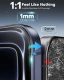 OMOTON für iPhone 17 Pro Panzer Schutz Glas mit Rahmen-Installationshilfe, kompatibel mit iPhone 17 Pro Kamera Schutzfolie, Anti- Kratzer, Bläschenfrei, 9H Härte Folie, 3+2 Stück - 5