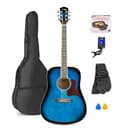 MAX SoloJam Set Guitarra Acústica Color Azul con Funda, Afinador, Correa, Púas y Juego de Cuerdas de Repuesto – Pack Musical para Aprender a Tocar Desde Cero, Ensayar o Regalar a Principiantes - 1