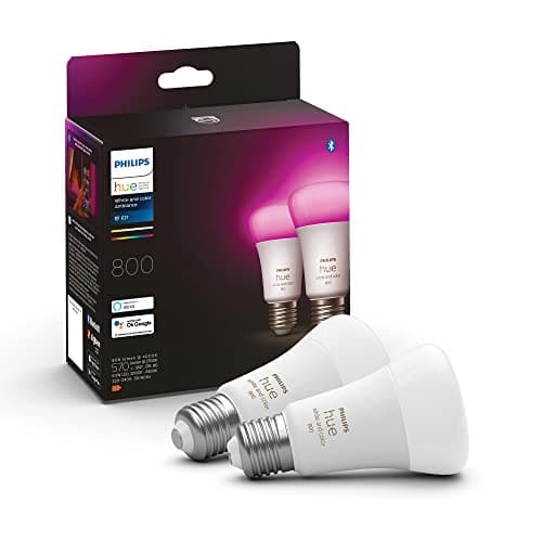 Philips Hue White and Color Ambiance Lampadina Smart LED, Attacco E27, Luce Bianca o Colorata, 15W, 2 Pezzi