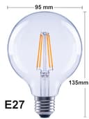 greenandco 4 lampadine a filamento LED | trasparenti | dimmerabile | E27 G95 | 7,2 W 1521 lm | sostituisce 100 W | 3000 K bianco caldo | 320° | 230 V | senza sfarfallio | Classe energetica A - 5
