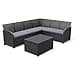 Allibert by KETER SanRemo Storage 6-Seater Corner Sofa in Woven Rattan Animation with Coffee Table and Cushion Storage - Graphite Grey - 1