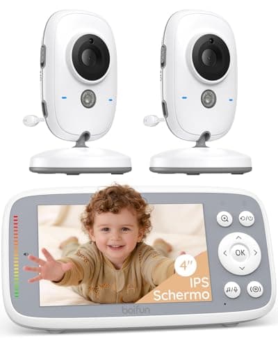BOIFUN Baby Monitor Video Con Telecamera, Senza Wi-Fi, 4" IPS Schermo Con Zoom 5X, Facile Da Usare e Configurare, Rilevamento del Suono, ModalitÃ VOX