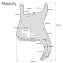 Musiclily Pro 13 Agujeros Estilo Moderno P Bass Pickguard Golpeador para Bajo Precision Bass de Fabricación Americana de 4 Cuerdas,3 capas Negro - 2