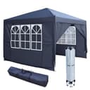 3x3m Pop Up Gazebo with 4 Removable Sidewalls, Portable Outdoor Party Tent with Carry Bag, All Weather Canopy for Camping, Markets, Garden Events (Grey) - 1
