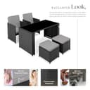 tectake Poly Rattan Sitzgruppe, 5- teiliges Lounge Gartenmöbel Set mit Tisch, Sessel & Hocker, Essgruppe für bis zu 4 Personen, Garten und Balkon Möbel inkl. Polster - schwarz/grau - 3