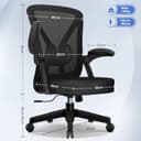 Hinonde Bürostuhl,Schreibtischstuhl mit Hochklappbare Armlehnen und Wippfunktion,360°Drehstuhl,Höhenverstellbarer Bürostuhl ergonomisch Home Office Stuhl mit Atmungsaktivem Netz,Bis zu 150kg - 3