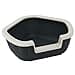 Ferplast Eck-Katzentoilette, Katzenklo, mit hohen Rändern und niedrigem Eingang, 57,5 x 51,5 x H 22 cm, DAMA Ecktoilette, Schwarz - 1