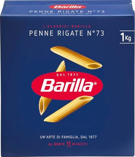 Barilla Pasta Penne Rigate N.73, Pasta di Semola di Grano Duro, I Classici, Tempo di Cottura 11 Minuti, Confezione da 1kg