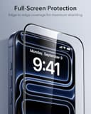 ESR Pack 3 Protectores Pantalla para iPhone 17 Pro Max, Grado Militar, No Astilla, Dureza 9H, Cristal Templado, Cobertura total, Bandeja UltraFit - 6