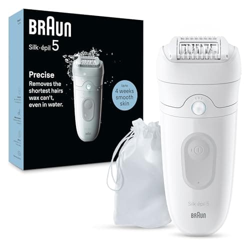 Braun Silk Epil 5 Epilatore Elettrico Donna, Rasoio Elettrico Donna Per Una Epilazione Semplice, Wet & Dry, Pelle Liscia a Lungo, 5-011, Bianco/Grigio