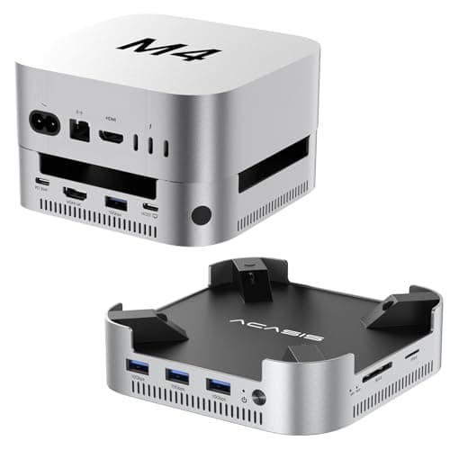 ACASIS Mac mini M4 Dock & Stand with Dual-Bay NVMe SSD Enclosure, Aluminum HDMI Hub for Mac mini M4 and M4 Pro 2024, 4K60Hz HDMI,4 X 10G USB A, PD 30W, SD/TF, Support SSD B+M M-Key