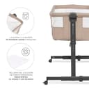 Kinderkraft Nestee UP 2 Cuna Colecho para Bebé con Colchón, Cuna de Cabecera, Fácil Ajuste de Cama de Padres, Ajuste de Altura, Buena Circulación de Aire, Ruedas transportarás, Beige - 9