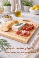 Tabla de Cocina de Madera de Abedul Natural grande36 x 24 cm. Tabla de Cortar con Asa Ergonómica y Canal Recoge Líquidos – Ideal para Uso Diario.decorativa - 4