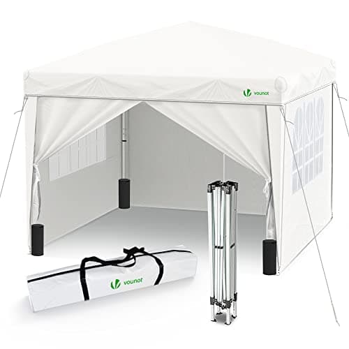 VOUNOT® Carpa Plegable Gazebo 3x3m con 4 Paredes y 4 Bolsas de Arena, Cenador Pabellón de Jardín para Camping, Fiestas, Exterior, Color Blanco