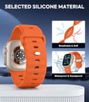 MoKo Ocean Band Compatible with Apple Watch Ultra 3/2/1 49mm,S11/S10 46mm,9/8/7 45mm,SE3/SE2/SE/6/5/4 44mm,3/2/1 42mm,Silicone Replacement Strap Wrist Band for Men Women, Orange - 4