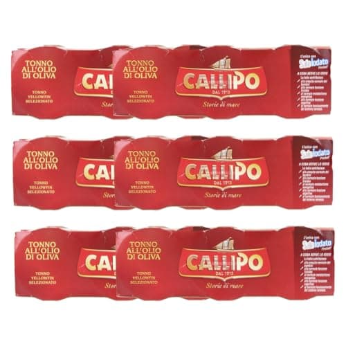 6 x Callipo Tonno All'olio d'oliva, Tuna in Olive Oil, Yellowfin Selezionato, 6 x 70 g, Italian Premium Quality