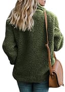 OMZIN Chaqueta De Invierno Para Mujer Abrigo Corto Abierto De Manga Larga De Lana Sintética Con Bolsillos Chaqueta Cárdigan Prendas De Vestir Exteriores De Felpa Verde Militar S - 2