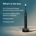 Philips Sonicare DiamondClean 9000 Electric Toothbrush, Sonic Toothbrush with App, Pressure Sensor, 4 Brushing Modes, 3 Intensity Levels, Charging Glass, Black & Rosegold, Dual Pack, Model HX9914/57 - 9