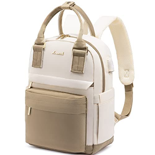 LOVEVOOK Rucksack Damen Klein, Wasserdicht Cityrucksack Handtasche 2 in 1 mit USB Ladeanschluss, Mini Tasche Daypack Backpack Women Elegant für Freizeit Schule Reisen Arbeit, Khaki Beige