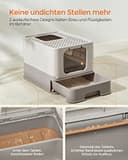 Feandrea Katzenklo, Katzentoilette, mit Deckel, ausziehbares Tablett, Schaufel, Bürste, für Katzen bis 15 kg, weniger Spuren, auslaufsicherer Boden, haferflockenfarben-warmgrau PPT001G01 - 4