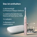 Philips Sonicare DiamondClean 9000 elektrische Zahnbürste, Schallzahnbürste mit App, Andruckkontrolle, 4 Putzmodi, 3 Intensitätsstufen, Ladeglas und USB-Transporttasche, Rosa, Modell HX9911/29 - 9