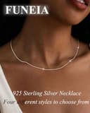 FUNEIA Sterling Silberkette Damen 925 Ohne Anhänger Wasserfest Echt Reines Silber Kette 1.1/1.3mm Breite Glänzende Halskette Kordelkette Silberne Schmuck Geschenke für Frauen Mama 40cm/45cm/50cm/55cm - 2