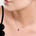 HENRYKA 925 Sterling Silver & Amethyst Round Charm Necklace | Minimal Pendant | Bridesmaid Jewellery | Hypoallergenic Women's Jewellery with Gift Box - 2